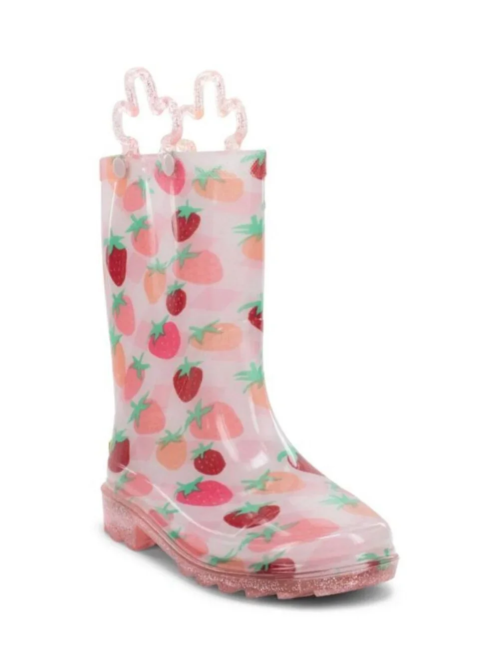 Toddler Strawberry Bliss Glitter Sparkle LIGHT UP Waterproof Boots Travel School